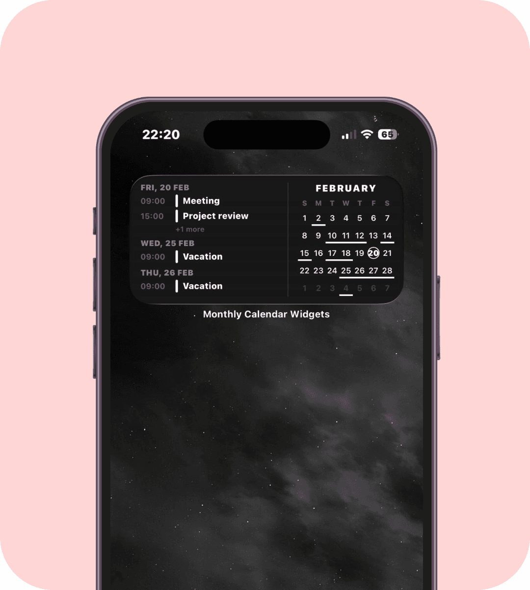 Medium Event + Calendar in Monochrome theme
